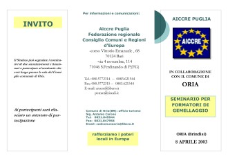 Seminario per formatori di gemellaggio