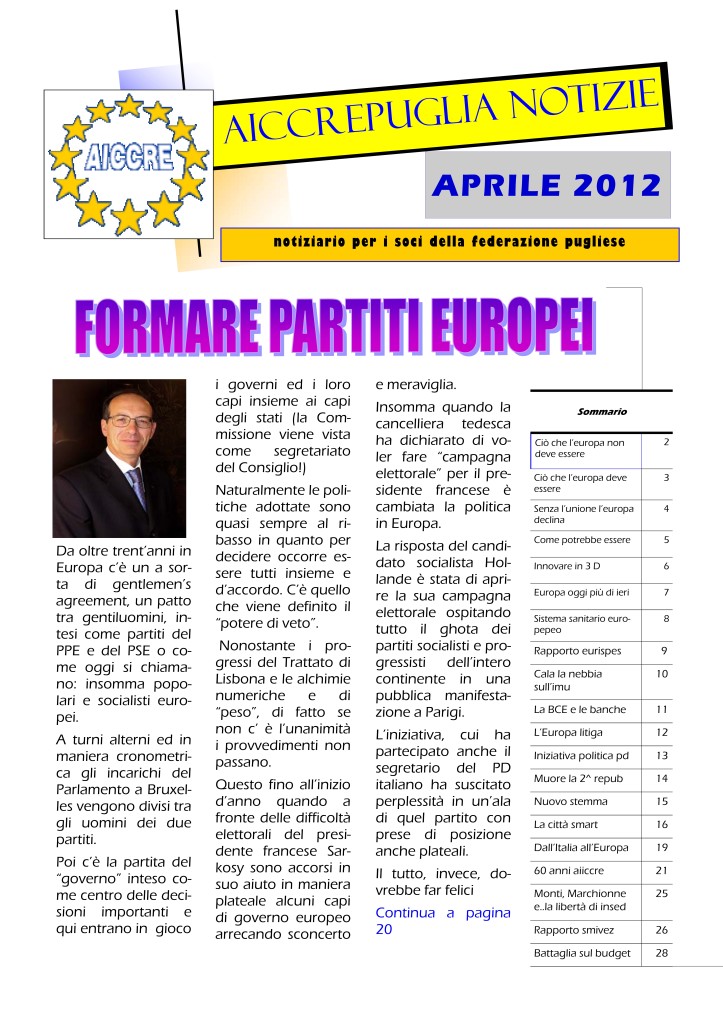 NOTIZIARIO APRILE 2012