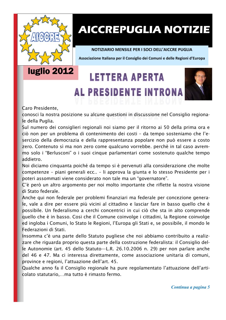 NOTIZIARIO LUGLIO N.1 2012