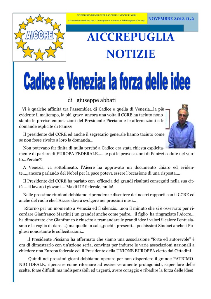 NOTIZIARIO NOVEMBRE N.2 2012