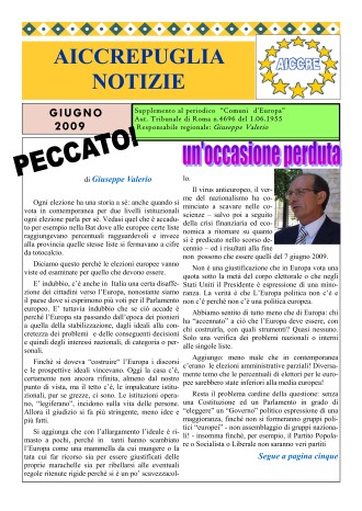 NOTIZIARIO GIUGNO 2009