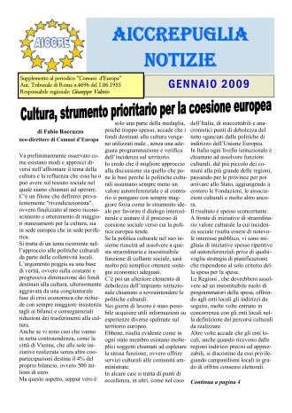 NOTIZIARIO GENNAIO 2009