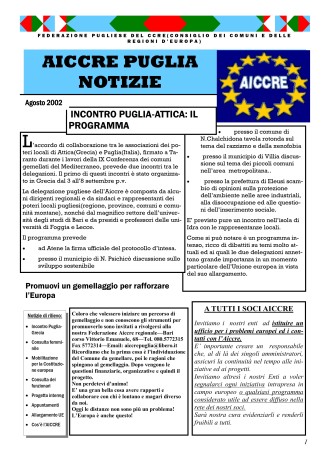 NOTIZIARIO AGOSTO 2002