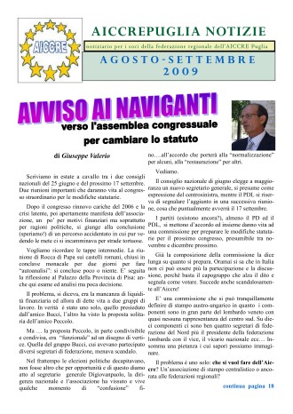 NOTIZIARIO AGOSTO-SETTEMBRE 2009