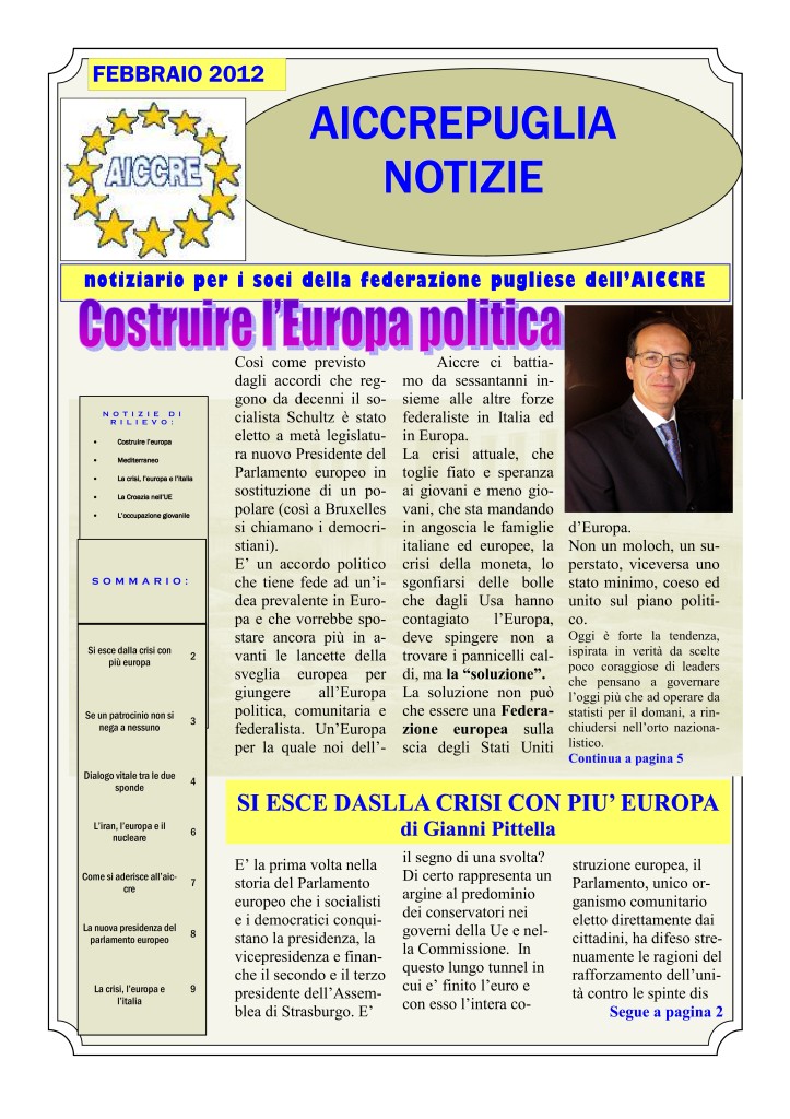 NOTIZIARIO FEBBRAIO N.1- 2012