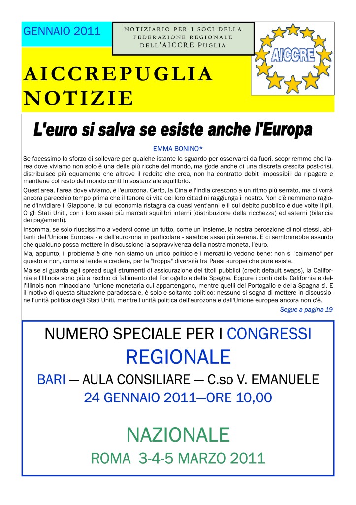 NOTIZIARIO GENNAIO 2011