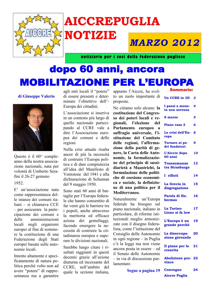 NOTIZIARIO MARZO 2012