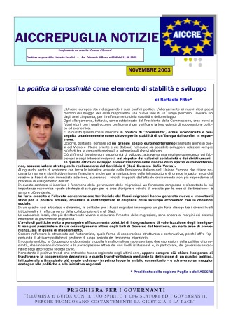 NOTIZIARIO NOVEMBRE 2003