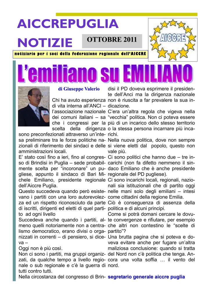 NOTIZIARIO OTTOBRE 2011