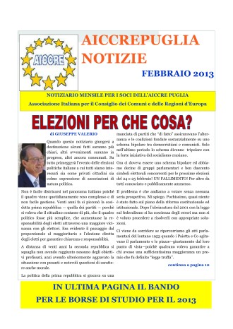 NOTIZIARIO FEBBRAIO 2013 N.1