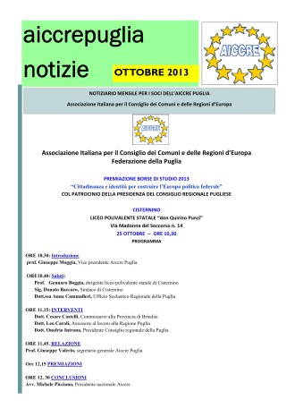 NOTIZIARIO OTTOBRE 2013
