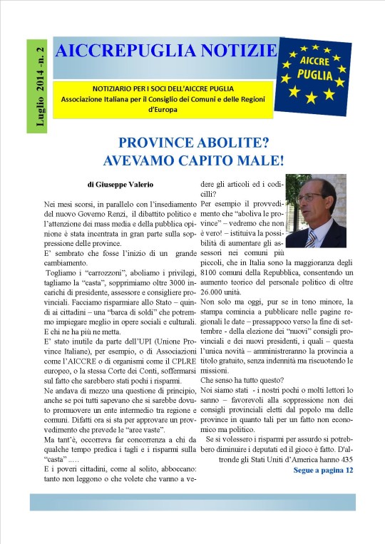 aiccrepuglia notizie LUGLIO 2014 - N. 2