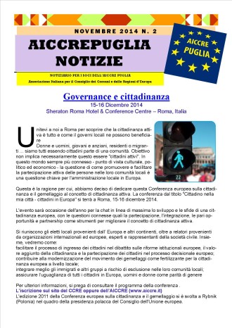 NOTIZIARIO AICCREPUGLIA NOVEMBRE 2014 n. 2