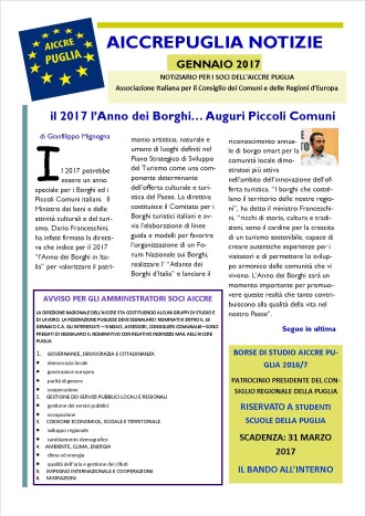 AICCREPUGLIA N OTIZIE GENNAIO 2017