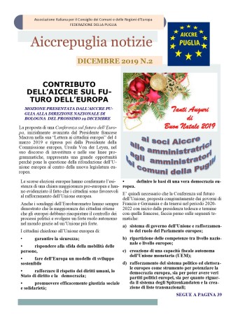 AICCREPUGLIA NOTIZIE DI DICEMBRE 2019 N.2