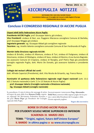 aiccrepuglia notizie di marzo 2021 n. 3