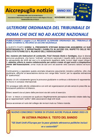 aiccrepuglia notizie di NOVEMBRE 2022 N 2