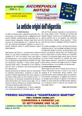 aiccrepuglia notizie di agosto settembre 2026 - n. 2
